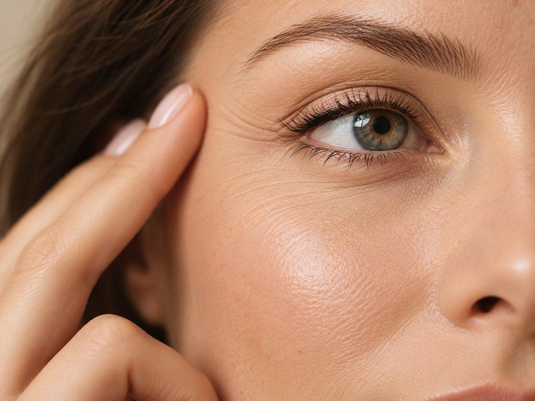 Close-up of the eye and expression-line area