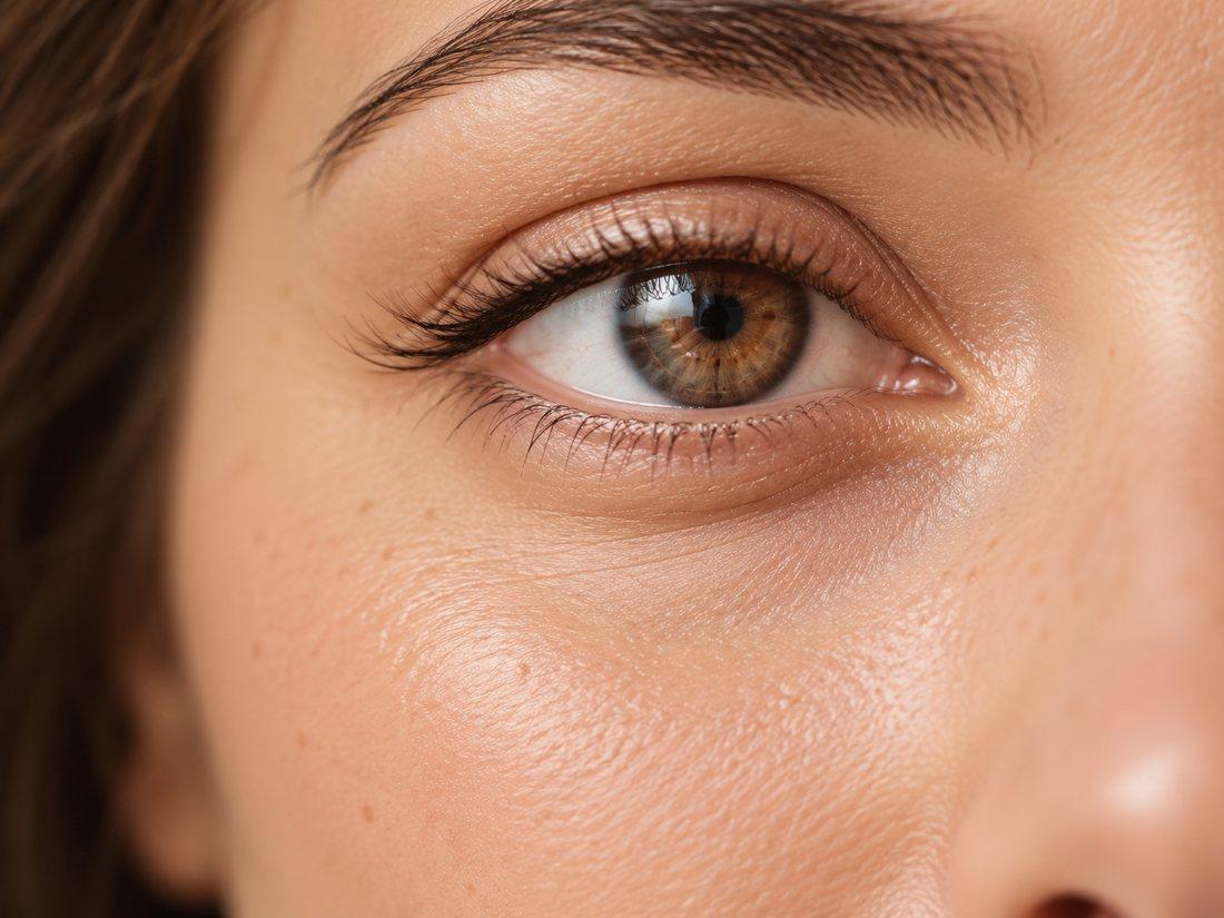 Macro close-up of the eye and under-eye area
